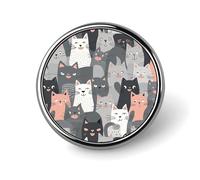 Cute Funny Grey Cats Pattern Button Pin Classic Metal Brooch Pin Personalized Round Photo Button Badges Funny Cute Pinback Badge Trendy Cool Lapel Pins Badge for Backpacks Bags Hats Jeans