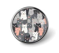 Cute Funny Grey Cats Pattern Button Pin,Design Your Own Personalized Pin Back Button Badges Exquisite Round Badge Travel Brooch Metal Decorative Pins for Hat Clothes Backpack