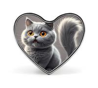 Cute Funny Grey Cats Pattern Button Pin Heart Shape Alloy Lapel Pins Badges Novelty Funny Enamel Pins Personalized Pinback Button Badges Cute Heart Brooche for Jackets Bags