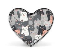 Cute Funny Grey Cats Pattern Button Pin Heart Shape Alloy Lapel Pins Badges Novelty Funny Enamel Pins Personalized Pinback Button Badges Cute Heart Brooche for Jackets Bags