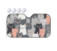 Cute Funny Grey Cats Pattern Car Windshield Sun Shade Foldable Car Sun Shade Front Windshield Sunshade Windshield Cover Reflective Sun Visor Keep Your Vehicle Cool for Most Sedans SUV Truck