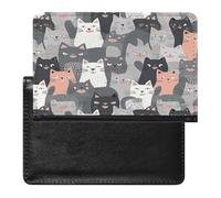 Cute Funny Grey Cats Pattern Passport Holder Vaccine Card Holder Travel Document Organizer Credit Card Organizer for Women/Men