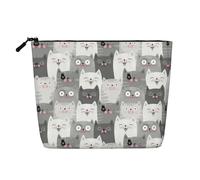 Cute Funny Grey Cats Pattern Patterned Cosmetic Bag, Travel Toiletry Bag, Suitable for Business Trips and Daily use.