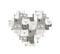 Cute Funny Grey Cats Pattern Printed Jigsaw Puzzle 10.8x12.8 CM, Heart-Shaped Puzzle Challenging Game for Adults, Fun Decorative Wall Decor