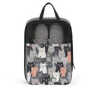Cute Funny Grey Cats Pattern Shoe Bag for Travel Water-Resistant Shoe Pouch for Gym Portable Sneaker Bag with Zipper Travel Luggage Shoes Organizer Soccer Cleats Bag for Gym, Luggage