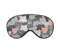 Cute Funny Grey Cats Pattern Sleep Mask for Women Men Soft Breathable Eye Masks Light Blocking Sleeping Mask for Side Sleeper Eye Cover Night Blindfold Sleep Shade Cover for Sleeping Travel Nap