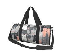 Cute Funny Grey Cats Pattern Travel Duffel Bag Sports Gym Bag, Lightweight Overnight Weekender Bag With Shoes Compartment Yoga Gym Sports Bag For Men Women