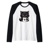 Cute Funny Grumpy Black Cat Coffee Mug Pet Kitten Lover Gift Raglan Baseball Tee
