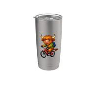 Cute Funny Highland Cow Riding a Bicycle Stainless Steel Insulated Tumbler
