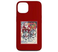 Cute Funny Husky Christmas Sled Team - Santa’s Dog Sled Crew Case for iPhone 13