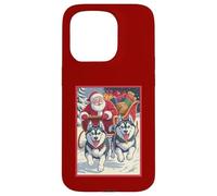 Cute Funny Husky Christmas Sled Team - Santa’s Dog Sled Crew Case for iPhone 15 Pro