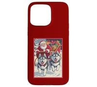 Cute Funny Husky Christmas Sled Team - Santa’s Dog Sled Crew Case for iPhone 15 Pro Max