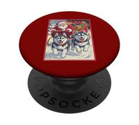 Cute Funny Husky Christmas Sled Team - Santa’s Dog Sled Crew PopSockets Adhesive PopGrip
