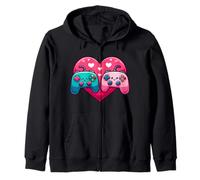 Cute, Funny, Kawaii Gaming Controllers, Valentine's Day Zip Hoodie