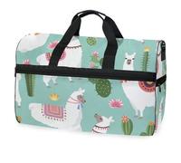 Cute Funny Llama and Cactus Travel Duffel Bag for Men Women Boys Girls Teens,Oversized Sports Gym Bag with Shoes Compartment Overnight Weekend Yoga Workout Bag Training Handbag