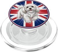 Cute Funny Maltese Dog Puppy UK England Flag PopSockets PopGrip for MagSafe