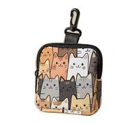 Cute Funny Practical Cat Print Coin Purse Waterproof Zipper Pouch Multifunctional Mini Earphone Key Holder