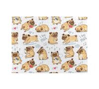 Cute Funny Pug Pupies Seamless Pattern Background,500 Pieces Puzzles for Adults-Wooden Jigsaw Puzzle for Adults Elderly