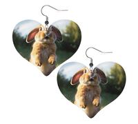 Cute Funny rabbit Leather Earrings Dangle Drop for Women Lightweight Heart Dangle Earrings Jewelry Fashion Pendant and Valentine Birthday Party Gift