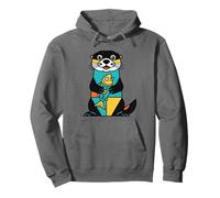 Cute Funny Sea Otter and a Fish Design Gift Men Women Kids Pullover Hoodie