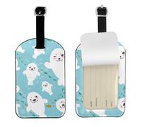 Cute Funny Seals,Luggage Tags Pu Leather Name Tag Travel Suitcase Identifier ID Tags Durable Baggage Label 2 pcs