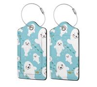 Cute Funny Seals,Luggage Tags Pu Leather Name Tag Travel Suitcase Identifier ID Tags Durable Luggage Label 2 pcs