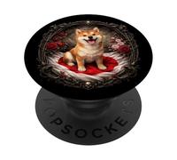 Cute Funny Shiba-Inu Dog Puppy Japan Flag Dark Gothic PopSockets Adhesive PopGrip
