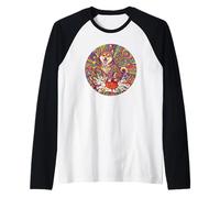 Cute Funny Shiba-Inu Dog Puppy Japan Flag Psychedelic Raglan Baseball Tee