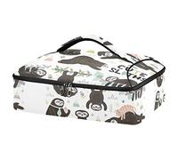 Cute Funny Sleeping Sloths Collection with Tree Branches on White Reusable Insulated Pizza Bag, Waterproof Food Delivery Bag, with Handle Lid Leakproof Pizza Holder Tote for Hot or Cold Food