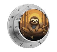 Cute Funny Sloth Kitchen Timer Magnetic Stainless Steel Countdown Timer Mechanical Timer Clock with Alarm for Home Baking Cooking Oven