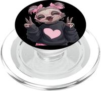 Cute Funny Sloth Peace Sign Retro Animal Graphic Playful PopSockets PopGrip for MagSafe