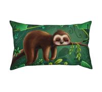 Cute Funny Sloth Relaxing On The Jungle Tree Print Body Pillow Cases 91×50cm, Super Soft And Cozy Fuzzy Pillow Cover With Hidden Zipper