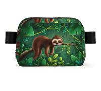 Cute Funny Sloth Relaxing On The Jungle Tree Print Square Bumbag Fanny Pack for Men Women Adjustable Belt Bag Waterproof Cross Body Bag Chest Bag
