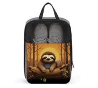 Cute Funny Sloth Shoe Bags Foldable Breathable Portable Shoe Puches Organizer Stylish Expandable Packing Travel Shoes Bags for Sneakers Gym Luggage Closet