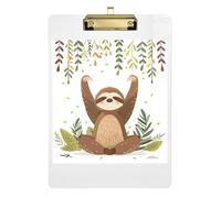 Cute Funny Sloth White Clipboard Acrylics Cute Clip Board Standard A4 Letter Size Clipboard with Low Profile Metal Clip for Women Men Office Supplies 12.5 x 9 Inches