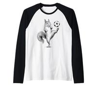 Cute Funny Squirrel Playing Soccer Ball Football Fan Lover Raglan Baseball Tee