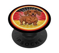 Cute Funny Teckel Dachshund Dog Puppy Germany Flag PopSockets Adhesive PopGrip