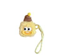 Cute Funny Ugly Doll Case for AirPods 4, Kawaii Weird 3D Cartoon Fur Plush Protective Cover with Keychain Strap for Girls Women Teens, Compatible with AirPods 4th Generation (2024) - Yellow