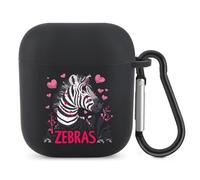 Cute Funny Zebra Bluetooth Headset Cover Earbuds Case TPU Headphone Protective Compatible with Airpods 1/2 Black-Color