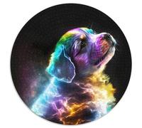 Cute Galaxy Puppy Puzzle 1000 Pieces Jigsaw Round Puzzle 1000 Pieces Jigsaw Ideal DIY Decor & Brain Teaser Gift (Size 67.5x67.5cm)