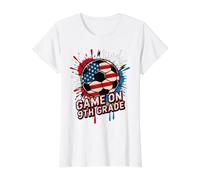 Cute Game ON 9TH Grade Soccer Ready Crush First Day Teacher Value Graphic T-Shirt, Women, White, XL