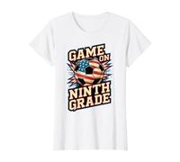 Cute Game ON Ninth Grade Soccer Hello First Day Teacher Team Value Graphic T-Shirt, Women, White, L