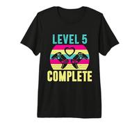 Cute Gamer Girl Level 5 Complete 5th Wedding Anniversary Premium T-Shirt