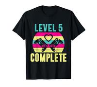Cute Gamer Girl Level 5 Complete 5th Wedding Anniversary T-Shirt