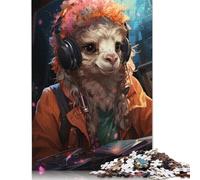 Cute Gamer Llama Jigsaw Puzzles for Adults 1000 Piece High Challenging DIY Large Puzzle Educational Toy Funny Family Games Unique Home Decor 1000pcs (75x50cm)