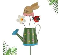 Cute Garden Stake, Decorative Rabbit Watering Can for Patio, Metal Flower Bed Stake for Outdoor Use, for Flower Bed, Path, Balcony, Lawn, Yard, Patio, Living Room, Bedroom, Gardener, Landscape