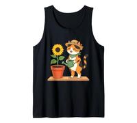Cute Gardening Cat Sunflower Plant Lover Kitty Tank Top