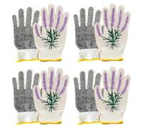 Cute Gardening Gloves, 4 Pairs Floral Gardening Gloves, Non-Slip Grip Garden Work Gloves, Made with Cotton Material and PVC Dots, Washable, Breathable (Lavender)