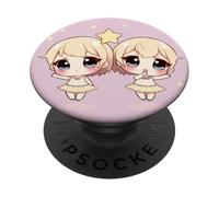 Cute Gemini Zodiac Twins - Adorable Astrology Duo PopSockets Adhesive PopGrip