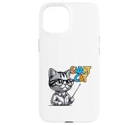 Cute Genius Cat Teacher Cartoon Illustration Case for iPhone 15